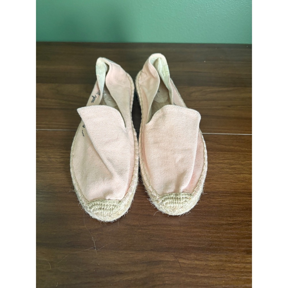 Soludos Womens Pink Canvas All You Need Is Love Espadrille Flats Shoes Size 8